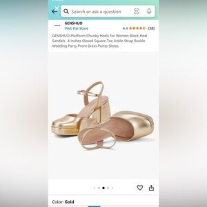 Women’s Size 10 Gold Platform Close-Toed Pumps from Amazon NWT